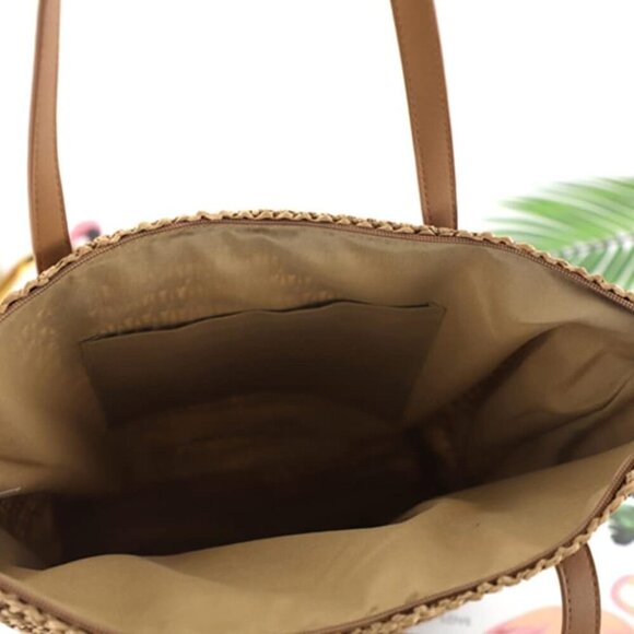 Straw Beach Tote Bag Women's Woven Straw Handbag Summer Shoulder Bag - Picture 4 of 7